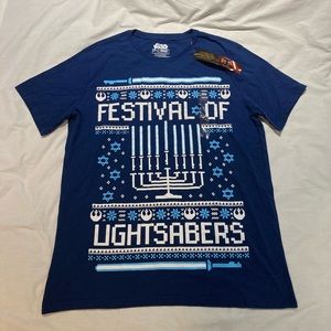 Disney’s Star Wars Hanukkah T-shirt! Size XL, NWT! Festival of light sabers!